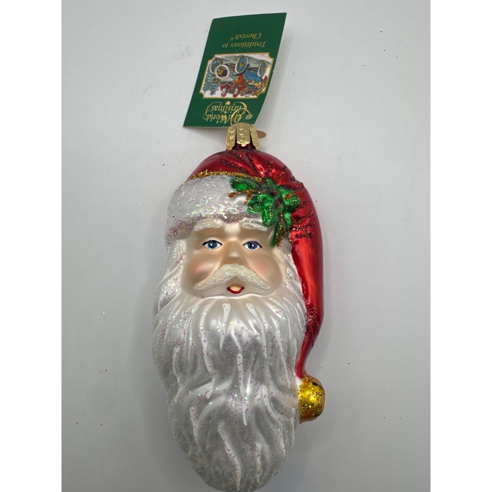 Old World Christmas Nostalgic Santa Glass Ornament Red White Glitter 40256 2019